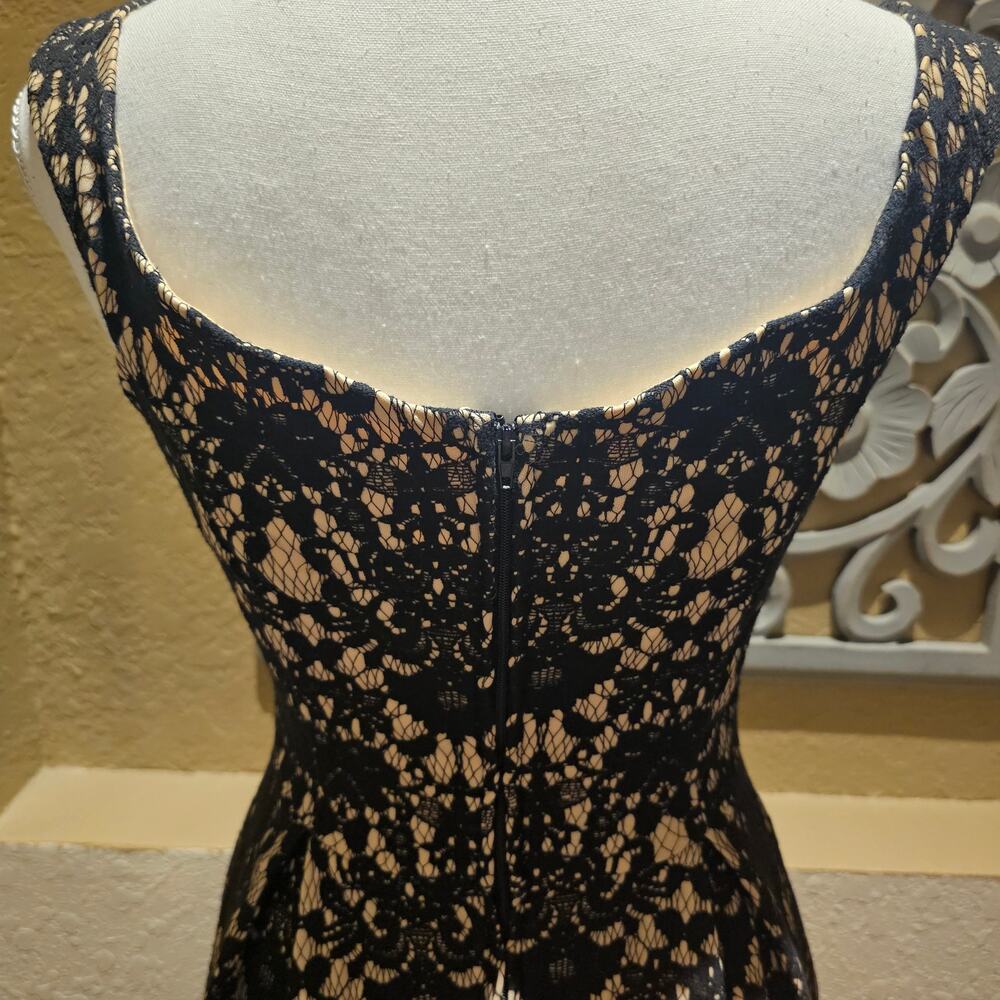 Francesca’s S Dress Lace Fit Flare Black Nude Romantic Cocktail Timeless Wedding - Picture 11 of 11